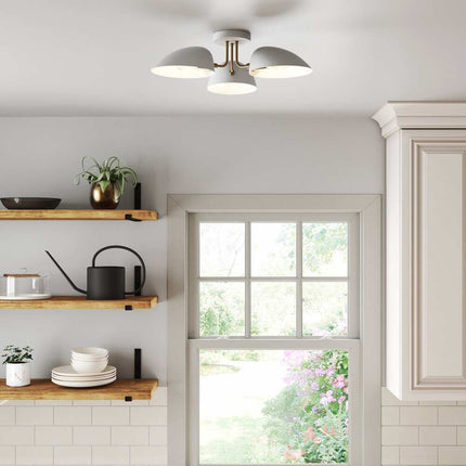 Argo 3-Light Retro Ceiling Fixture – Semi-Flush Mount with Rounded Shade