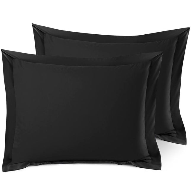 Nestl Black Double Brushed Microfiber Pillow Shams Set of 2 Standard 20x26 Inch