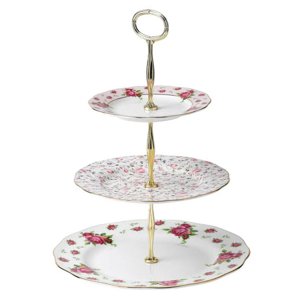 New Country Roses White 3 Tier Cake Stand Elegant Dessert Serving Tray