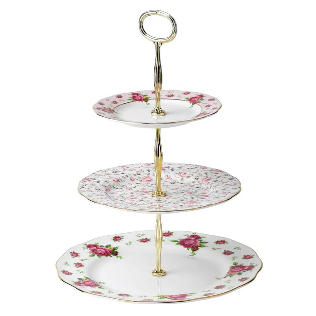 New Country Roses White 3 Tier Cake Stand Elegant Dessert Serving Tray