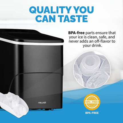 26 lbs Countertop Ice Maker – Matte Black Portable Ice Machine with Intuitive Controls