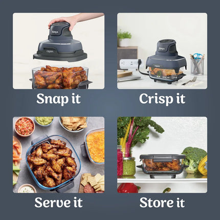 Crispi 4-in-1 Portable Glass Air Fryer Cooking System Multi Function Cooker