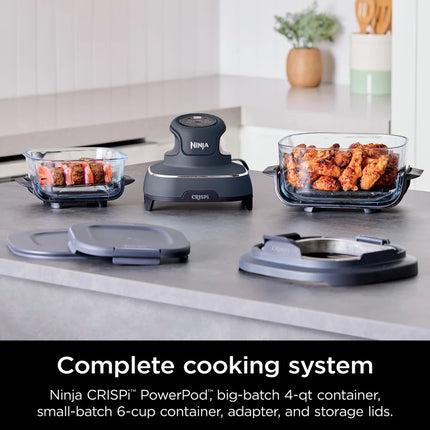 Crispi 4-in-1 Portable Glass Air Fryer Cooking System Multi Function Cooker