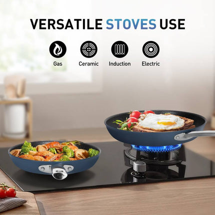 Nonstick Cookware Set Titanium Coating Plasma Diamond Scratch Resistant Pans