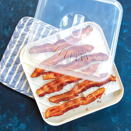 Microwave Slanted Bacon Tray with Lid – Easy, Mess-Free Cooking