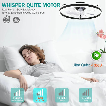 Cotti Low Profile Smart Ceiling Fan with Lights – Dimmable, 6-Speed Remote