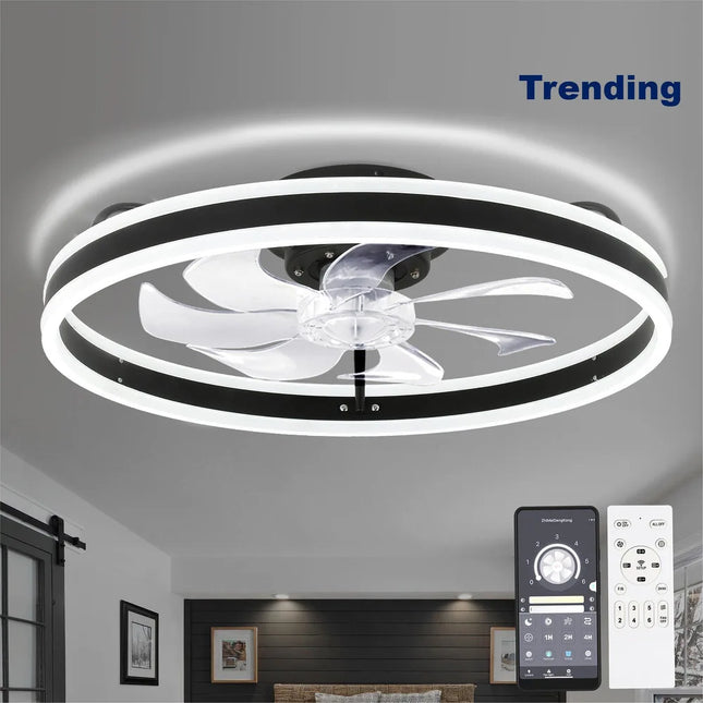Cotti Low Profile Smart Ceiling Fan with Lights – Dimmable, 6-Speed Remote