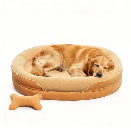 Orthopedic Dog Bed with Memory Foam & Washable Cover - Brown, 42" x 30" x 9"