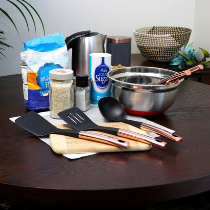 Kitchen Bliss 5 Piece Kitchen Tools Set Rose Gold Handle Cooking Utensils