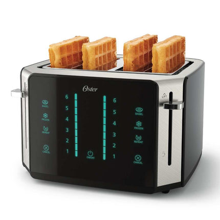 4-Slice Touchscreen Toaster Black Digital Display Wide Slots Bagel Defrost