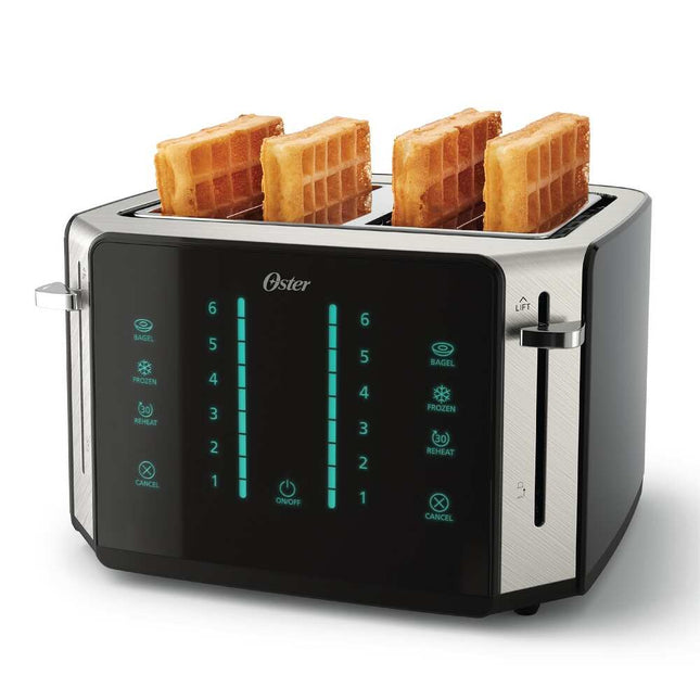 4-Slice Touchscreen Toaster Black Digital Display Wide Slots Bagel Defrost