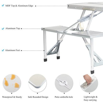Outdoor Folding Camping Table and Chair Set Family Picnic Portable Kit