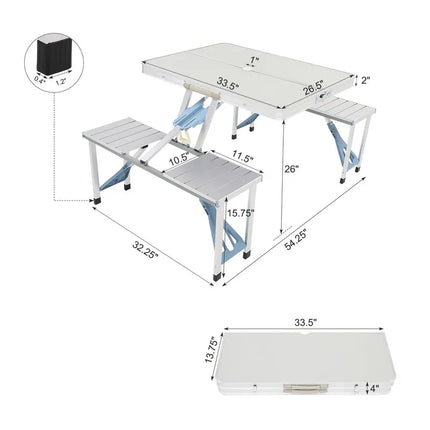 Outdoor Folding Camping Table and Chair Set Family Picnic Portable Kit