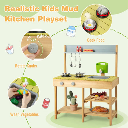 Mud Kitchen Play Set for Outdoors – Removable Water Box Included