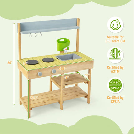 Mud Kitchen Play Set for Outdoors – Removable Water Box Included