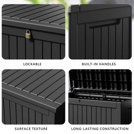 Outdoor Patio Storage Deck Box – Resin Lockable Garden Storage