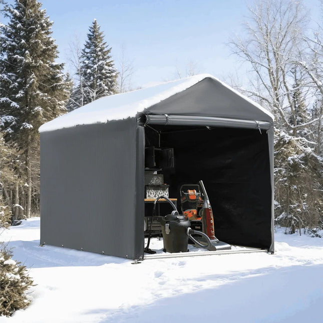 Outdoor Storage Shed Carport Canopy 5x7.2 ft Portable Bike Shelter Grey