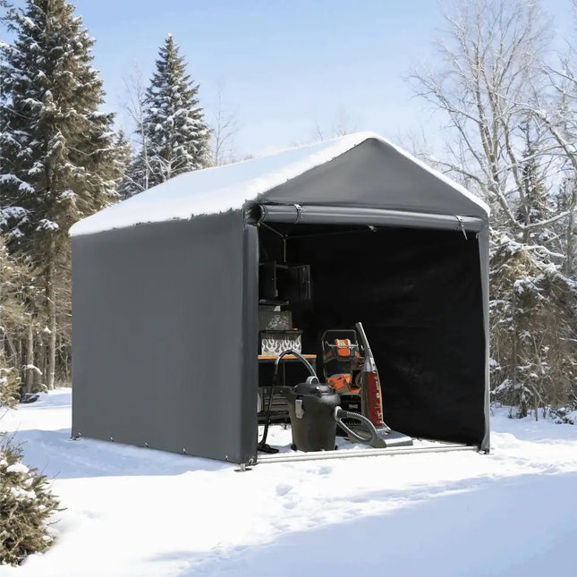 Outdoor Storage Shed and Carport Canopy 5' x 7.2' Dark Grey Bike Shelter