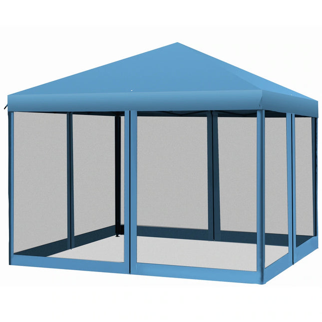 10' x 10' Heavy Duty Pop Up Canopy with Mesh Sidewall Netting Easy Setup