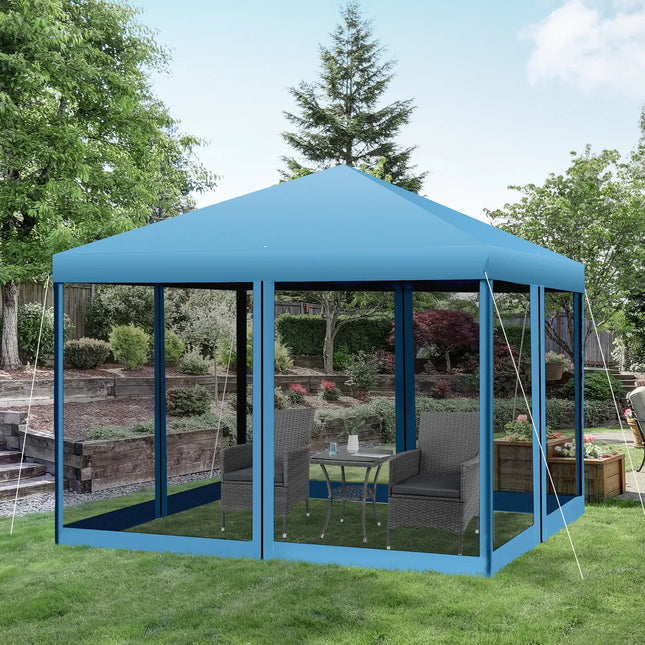 10' x 10' Heavy Duty Pop Up Canopy with Mesh Sidewall Netting Easy Setup