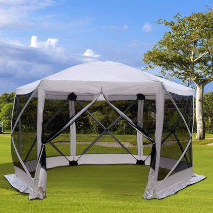 11.5x11.5 Hexagonal Pop Up Gazebo Tent with Mesh Netting Sidewalls