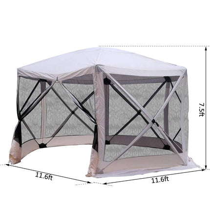 11.5x11.5 Hexagonal Pop Up Gazebo Tent with Mesh Netting Sidewalls