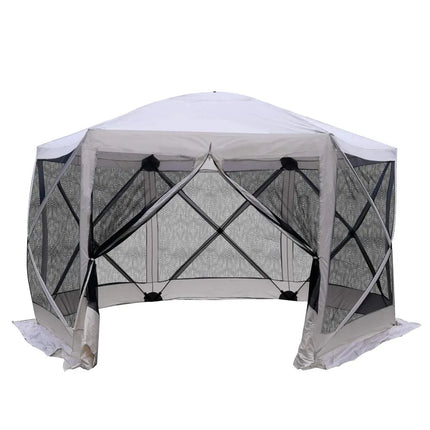 11.5x11.5 Hexagonal Pop Up Gazebo Tent with Mesh Netting Sidewalls