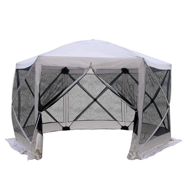 11.5x11.5 Hexagonal Pop Up Gazebo Tent with Mesh Netting Sidewalls