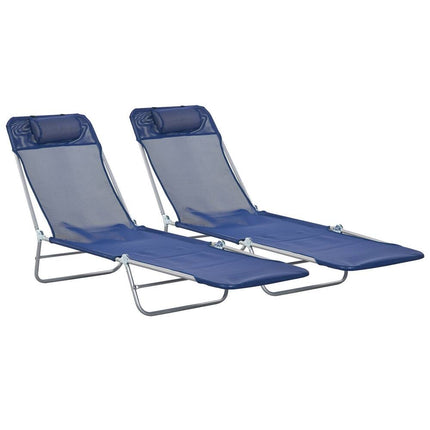 2-Piece Folding Chaise Lounge Chairs 6-Position Reclining Pool Sun Chairs