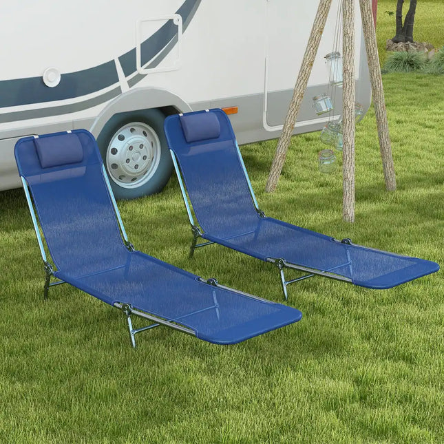 2-Piece Folding Chaise Lounge Chairs 6-Position Reclining Pool Sun Chairs