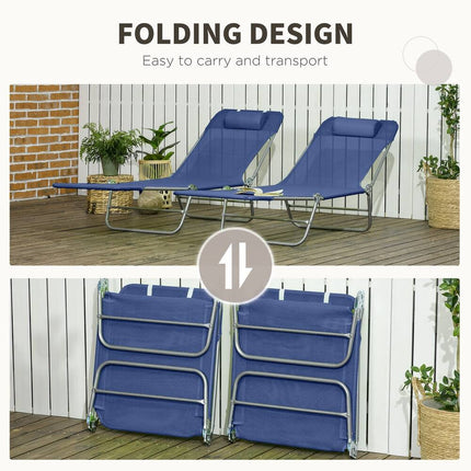 2-Piece Folding Chaise Lounge Chairs 6-Position Reclining Pool Sun Chairs