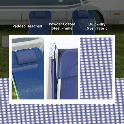 2-Piece Folding Chaise Lounge Chairs 6-Position Reclining Pool Sun Chairs