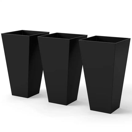 28" Tall Plastic Flower Pots Set of 3 Large Indoor Outdoor Garden Planters