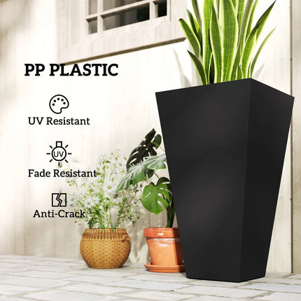 28" Tall Plastic Flower Pots Set of 3 Large Indoor Outdoor Garden Planters