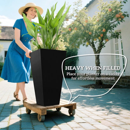 28" Tall Plastic Flower Pots Set of 3 Large Indoor Outdoor Garden Planters