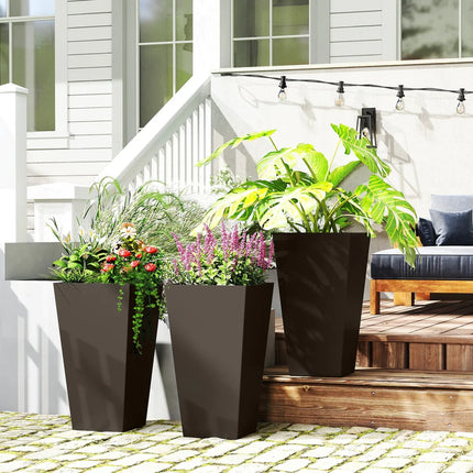 28" Tall Plastic Flower Pots Set of 3 Large Indoor Outdoor Garden Planters