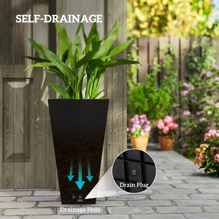 28" Tall Plastic Flower Pots Set of 3 Large Indoor Outdoor Garden Planters