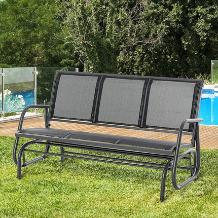 3-Person Patio Glider Bench – Outdoor Porch Swing, Cream White, Mesh
