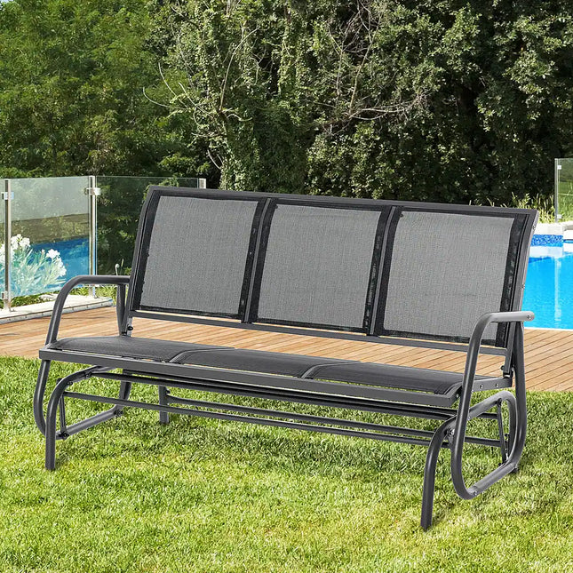 3-Person Patio Glider Bench – Outdoor Porch Swing, Cream White, Mesh