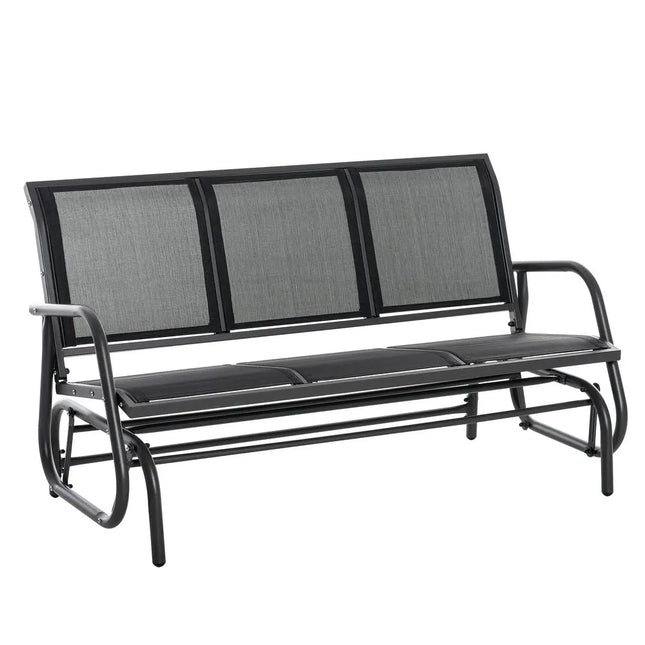 3-Person Patio Glider Bench – Outdoor Porch Swing, Cream White, Mesh
