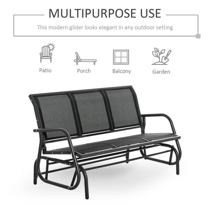 3-Person Patio Glider Bench – Outdoor Porch Swing, Cream White, Mesh