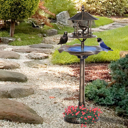 3-in-1 Resin Garden Pedestal – Bird Bath, Feeder & Planter, Bronze