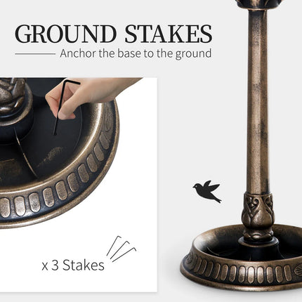 3-in-1 Resin Garden Pedestal – Bird Bath, Feeder & Planter, Bronze