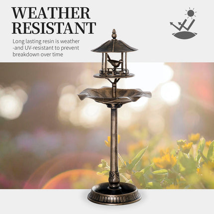 3-in-1 Resin Garden Pedestal – Bird Bath, Feeder & Planter, Bronze