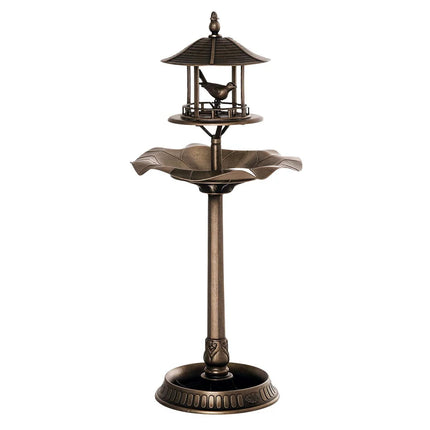 3-in-1 Resin Garden Pedestal – Bird Bath, Feeder & Planter, Bronze
