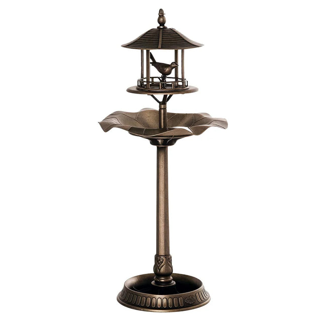 3-in-1 Resin Garden Pedestal – Bird Bath, Feeder & Planter, Bronze