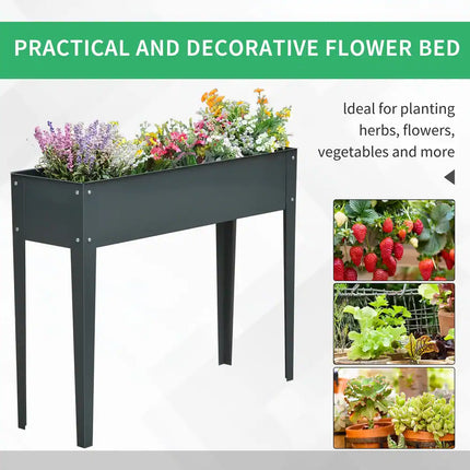 Long Raised Garden Bed Outdoor Planter Box for Vegetables and Flowers