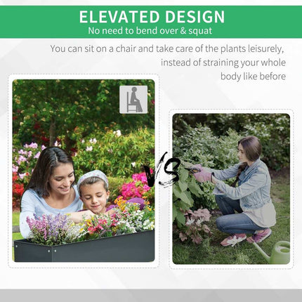 Long Raised Garden Bed Outdoor Planter Box Durable Garden Plant Container Storm Grey