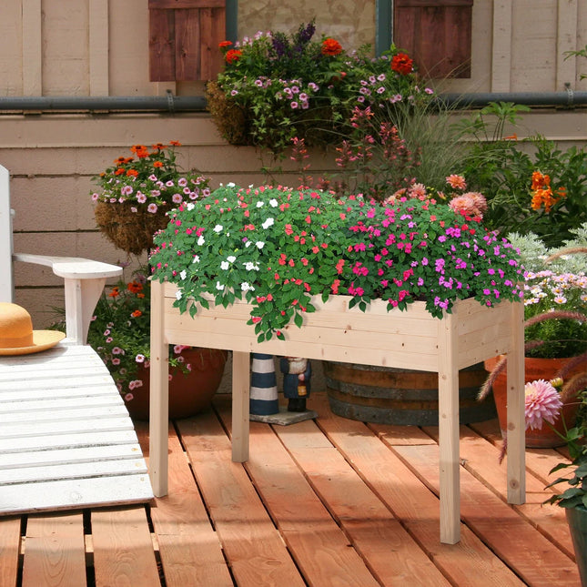48x22x30 Wooden Raised Garden Bed Planter Box for Outdoor Gardening