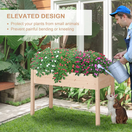 48x22x30 Wooden Raised Garden Bed Planter Box for Outdoor Gardening